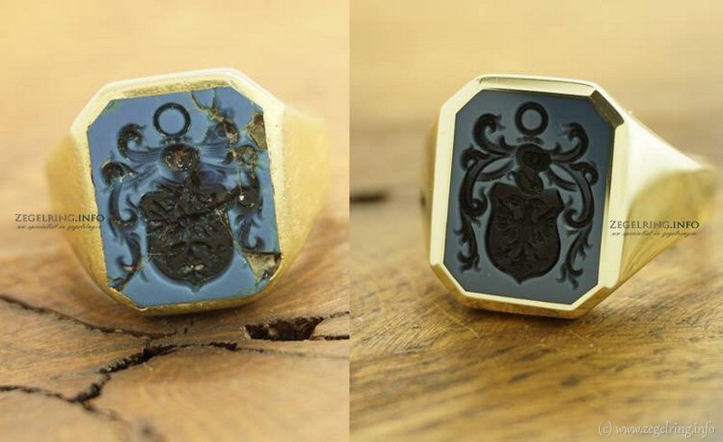 Ringen zegelringen gerestaureerd ring steen